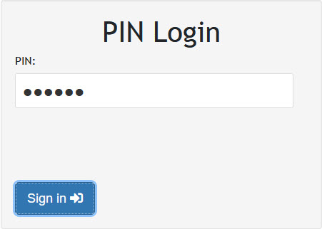 Screenshot 
                      of PIN login